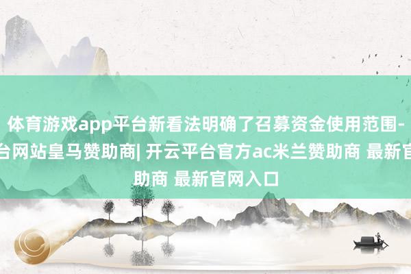体育游戏app平台新看法明确了召募资金使用范围-开云平台网站皇马赞助商| 开云平台官方ac米兰赞助商 最新官网入口
